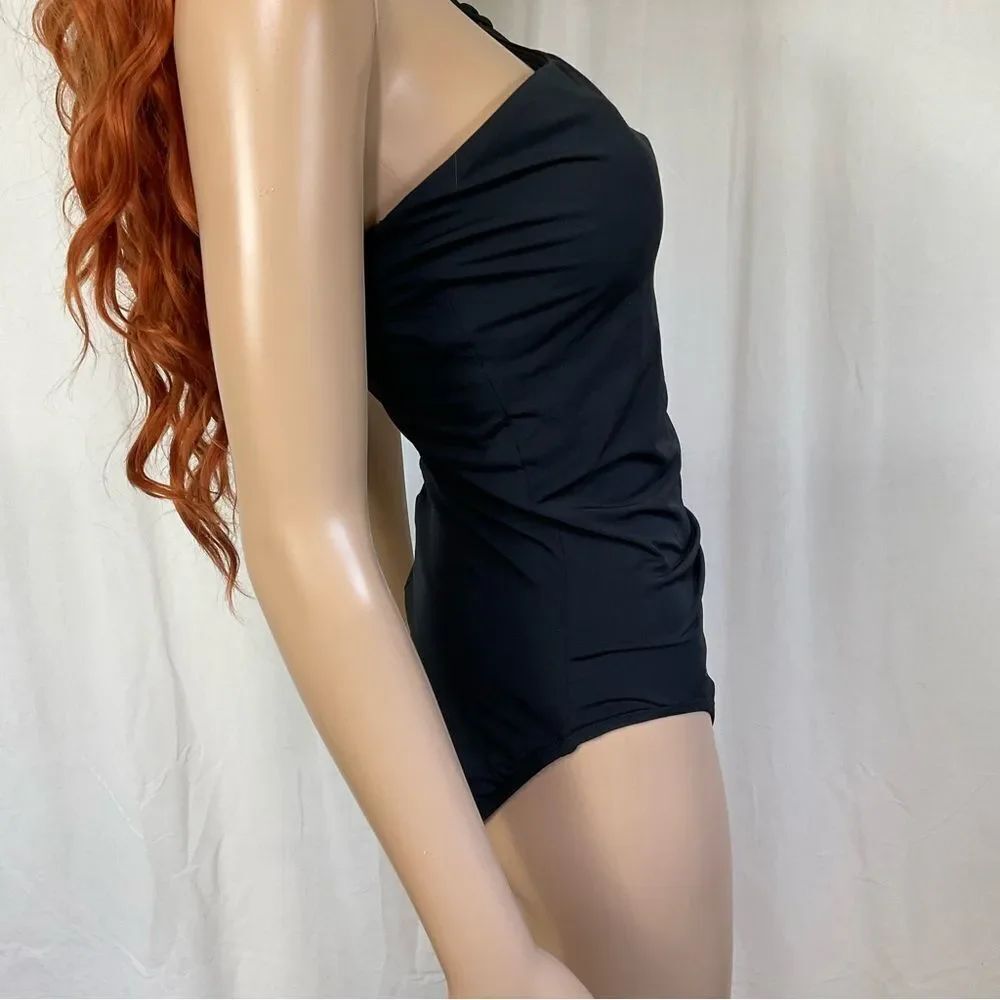 NEW SPANX Golden Touch black one shoulder one piece swimsuit 10 - Picture 5 of 13